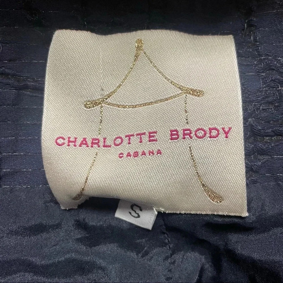 Charlotte Brody Cabana Short Sleeve Button Up Shirt Jacket Small Navy - Picture 5 of 6